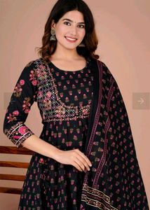 Black Printed Cotton Kurta Set With Sharara 🖤