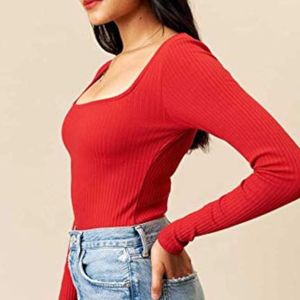 Red Long Sleeve Top