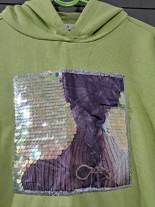 Green Sequin Graphic Hoodie