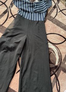 Striped Jumpsuit with Ruffle Detail