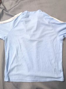 Light Blue Long Sleeve zipper Top