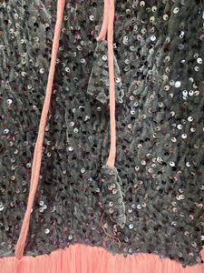 Velvet And Soft Net Fabric Gown