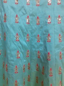 Pista Green Pink Bridal Lehenga Semi Stitched