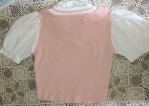 Pink V-Neck Korean Top