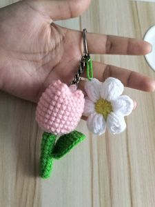 Crocheted Tulip Flower Keychain