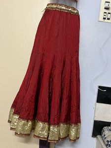 Marron &amp; Gold Lehenga Set
