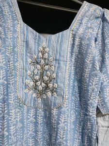 Blue Printed Kurta Set