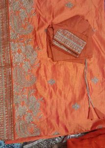 orange silk saree