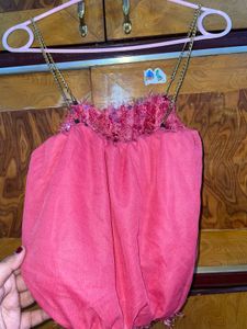 Pink Sequin Fringe Top XL