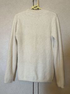 White Fuzzy Sweater with Floral Detail