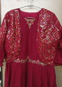 frill gown with tikki work koti