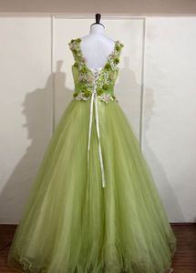 Lime Green Tulle Formal Dress