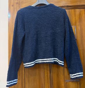 Navy Blue Fuzzy Knit Cardigan