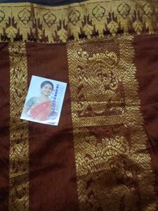 Elegant Brown And Golden Saree