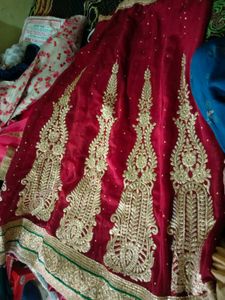 Red and Gold Embroidered Lehenga