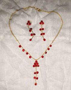 New Red &amp; Gold Jewelry Necklace Set