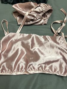 Pink Satin Short Set