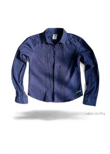 Stylish Navy Blue Long Sleeve Boxy Shirt