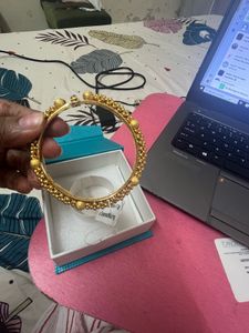 Candere Gold Beaded Openable Bangle Braclet