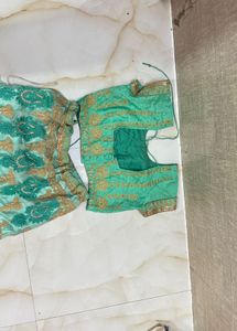 Mint &amp; Gold Embroidered Lehenga Choli