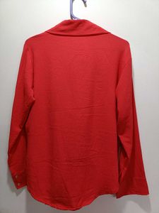 Red Long Sleeve Button-Up Shirt
