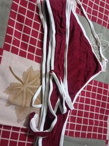 Maroon &amp; White Trim Shorts