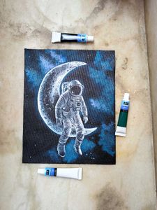 Astronaut Moon Painting