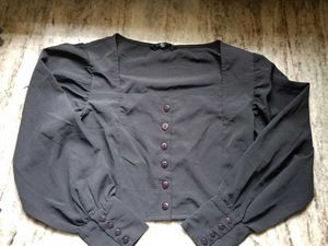 Carlton London Black Victorian Blouson Top