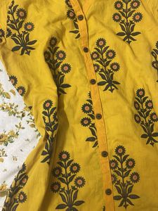 Yellow Floral Print Kurta