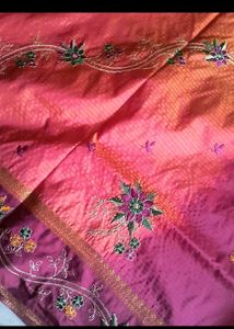 Orange And Lime Green Colour Saree, Pink saree