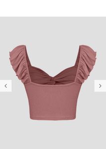 Cropped Vest Ruffle Top In Blush Pink Color