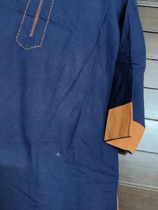 Melange Women Blue Cotton Kurta