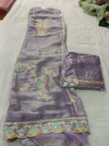 Lavender Floral Embroidered Salwar Kameez Suit