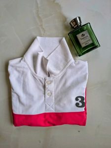 Stylish White & Red Polo Shirt