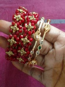 Beaded & Gold Bangle Set