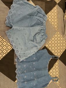 Girls' Denim Tank & Shorts Set