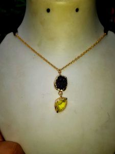 Real amethyst and citrine Pendant Necklace