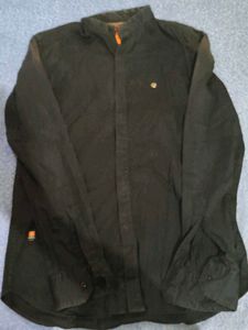 Black Mandarin Collar Shirt