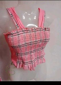 Pink Plaid Top &amp; Shrug Set