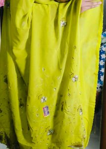 Yellow Saree with Silver Embroidery