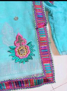 ⚡Women Net Blue Saree