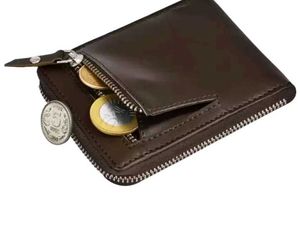 2pcs Brown/Blue Mens Trendy Genuine Leather Wallet