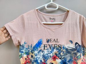 Peach Butterfly-print T-Shirt