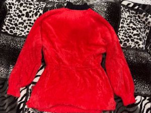 Red Fuzzy Long Sleeve Top