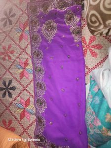 Purple Embellished Saree