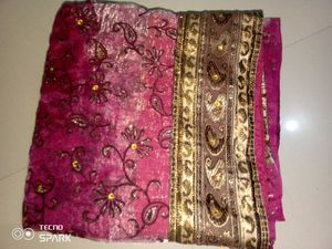 Elegant Pink & Gold Saree