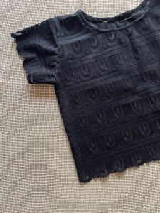 Black Textured Short Sleeve Top