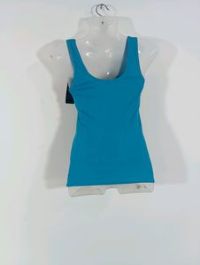 Blue Plain Casual Tank Top (Women)