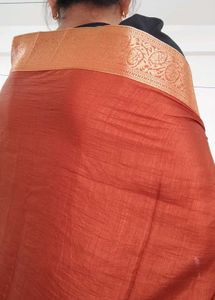 Rust Colour Saree with Gold Border