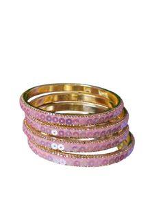 Pink Sequin Bangles (Set of 4)